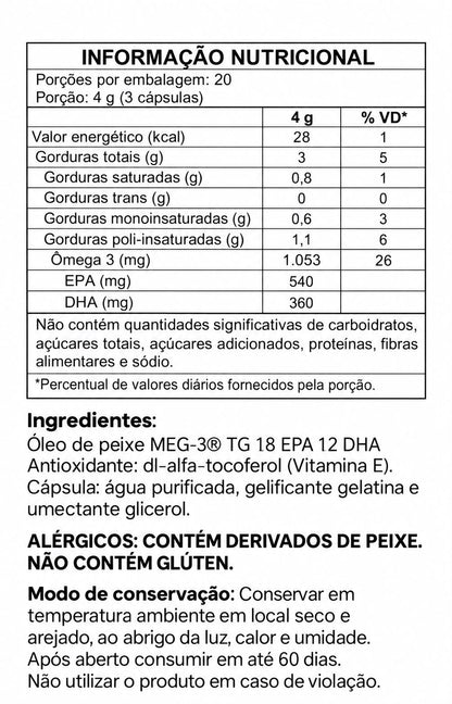 Ômega 3 18/12 (Soft Gel) - 120 cápsulas