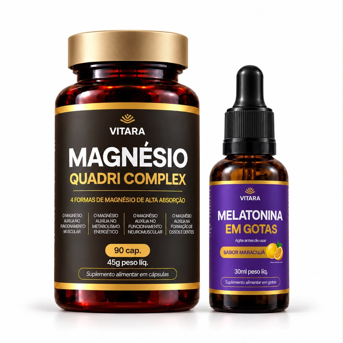 Combo Sono e Calma | Melatonina + Magnésio Quadri Complex